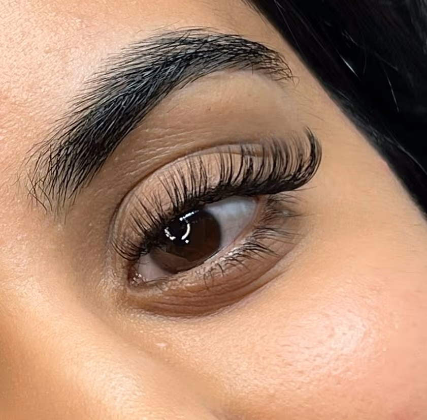 Volume lash extensions at Sugaring NYC McKinney TX — everyday glam lash result